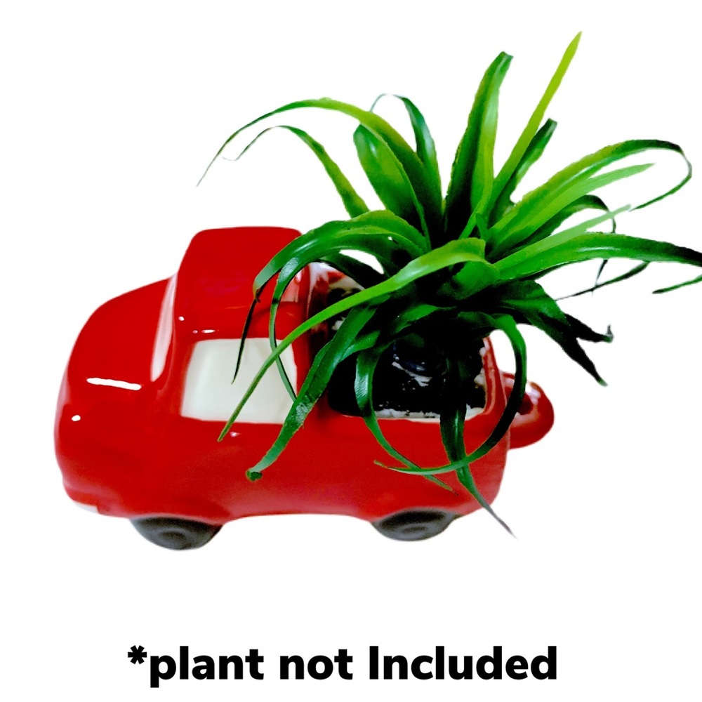 RED PICK UP TRUCK CERAMIC PLANTER NWT